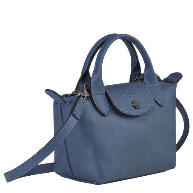 Women's Longchamp Le Pliage Cuir XS Top-handle Bags Blue | UAE-9265CR