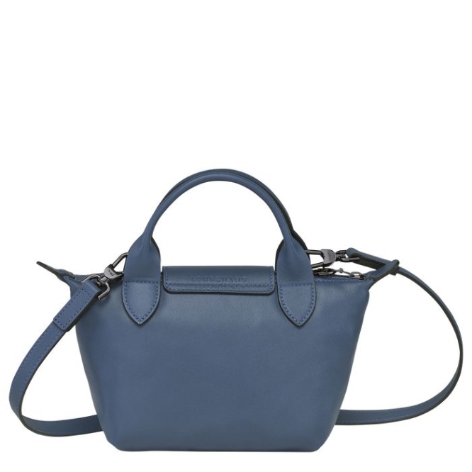 Women's Longchamp Le Pliage Cuir XS Top-handle Bags Blue | UAE-9265CR