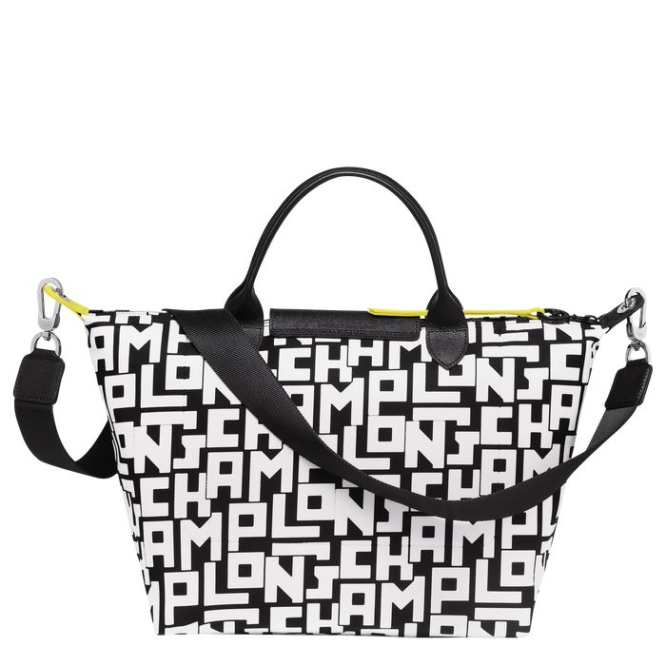 Women's Longchamp Le Pliage Lgp M Top-handle Bags Black White | UAE-5923ZT