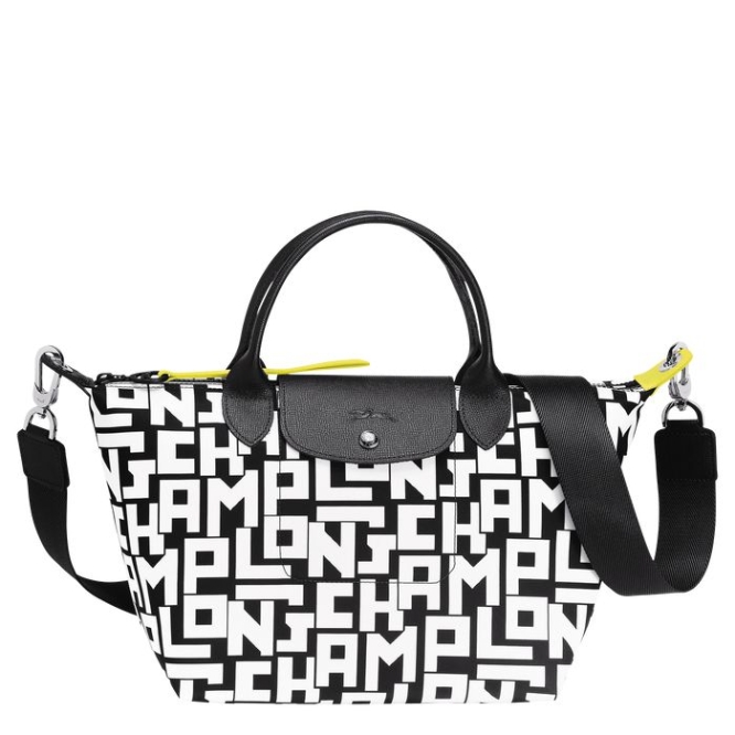 Women\'s Longchamp Le Pliage Lgp S Top-handle Bags Black White | UAE-8752IQ