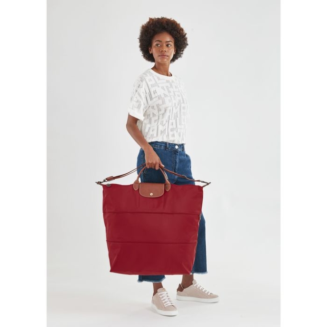 Women's Longchamp Le Pliage Travel Bags Red | UAE-1590GX