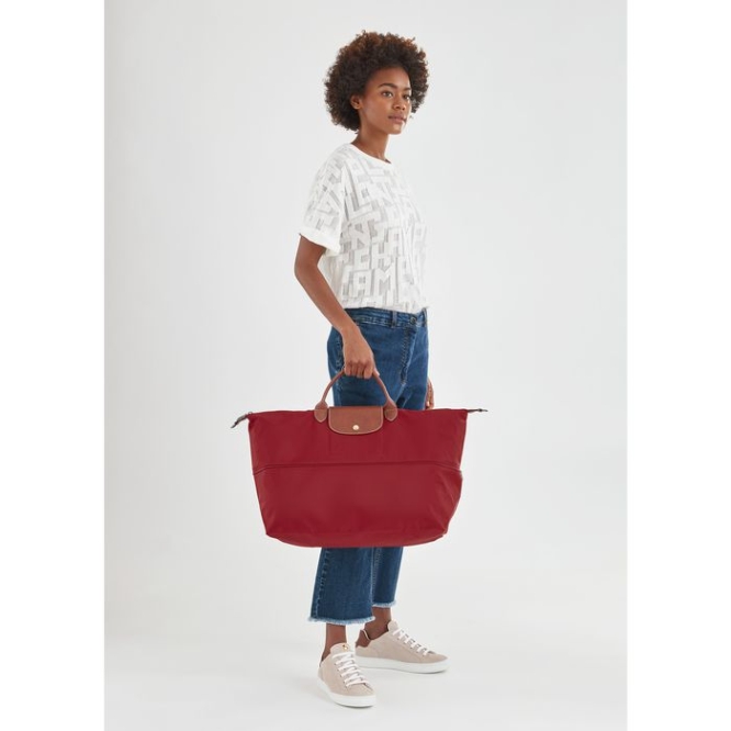 Women's Longchamp Le Pliage Travel Bags Red | UAE-1590GX