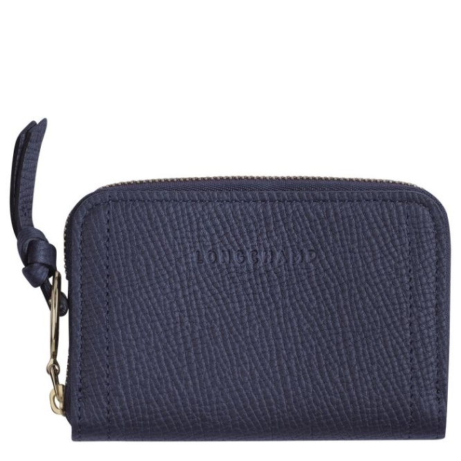 Women\'s Longchamp Mailbox Cardholders & Coin Purses Navy | UAE-7245WB