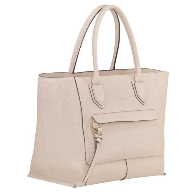 Women's Longchamp Mailbox L Top-handle Bags Beige | UAE-2087TY