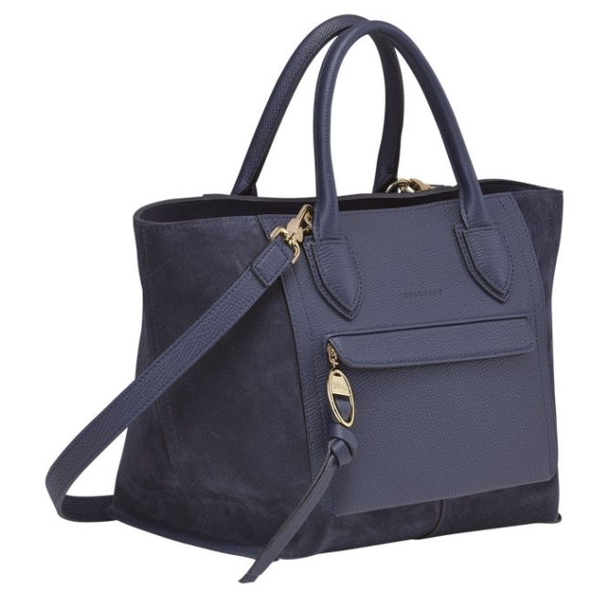 Women's Longchamp Mailbox M Top-handle Bags Navy | UAE-2918UN