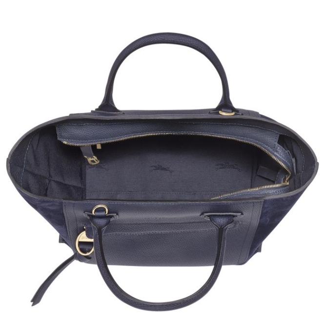 Women's Longchamp Mailbox M Top-handle Bags Navy | UAE-2918UN