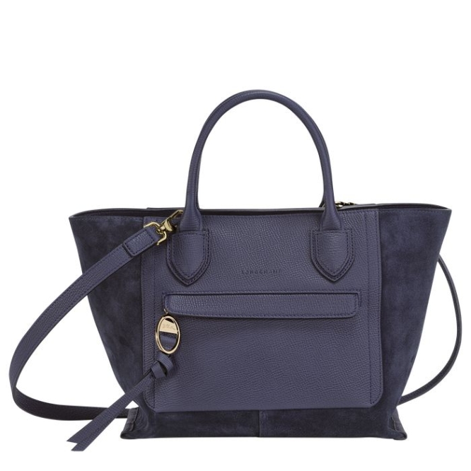 Women\'s Longchamp Mailbox M Top-handle Bags Navy | UAE-2918UN