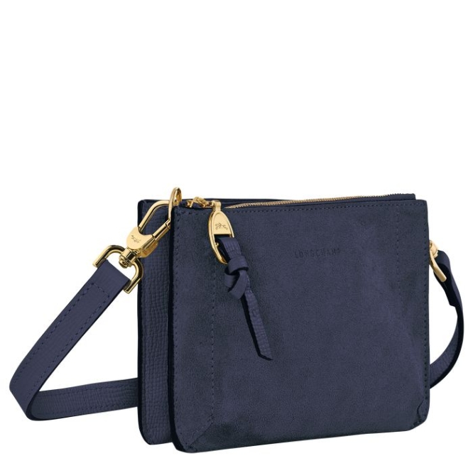 Women's Longchamp Mailbox Soft Wallets On Chain Navy | UAE-1386IN