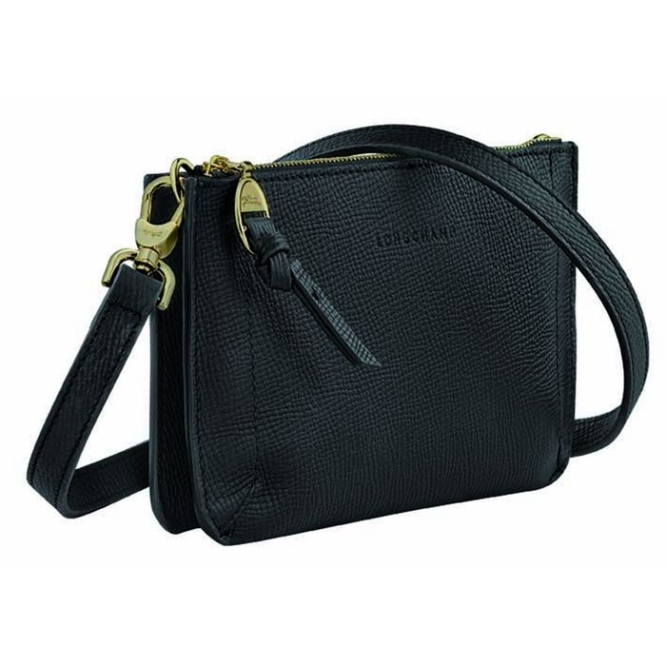 Women's Longchamp Mailbox Wallets On Chain Black | UAE-7218WJ