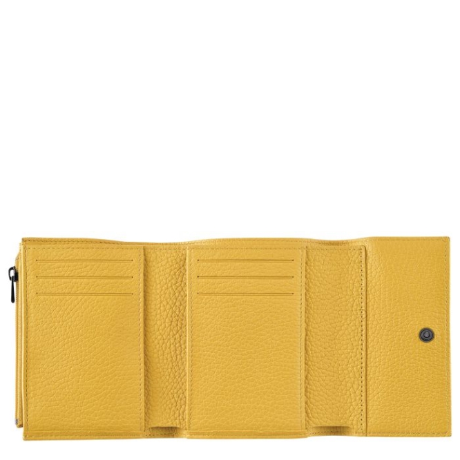 Women's Longchamp Roseau Essential Wallets Yellow | UAE-0941BZ