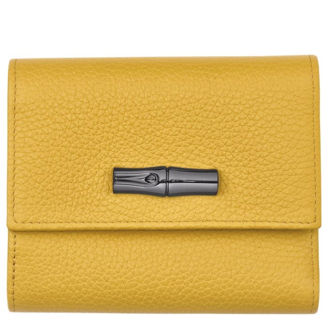 Women\'s Longchamp Roseau Essential Wallets Yellow | UAE-0941BZ