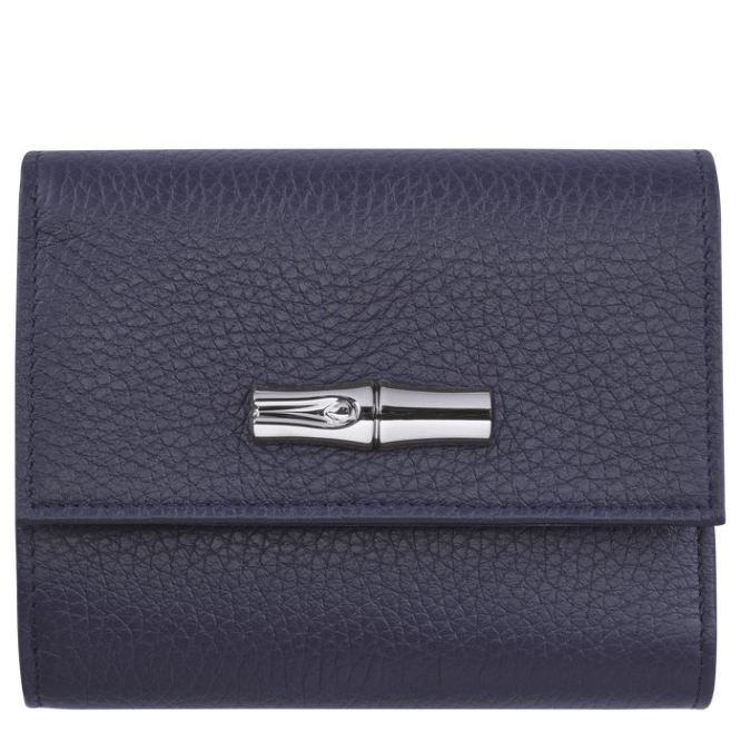 Women\'s Longchamp Roseau Essential Wallets Navy | UAE-3104HG