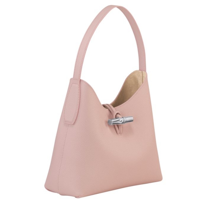 Women's Longchamp Roseau M Shoulder Bags Light Pink | UAE-0391KC