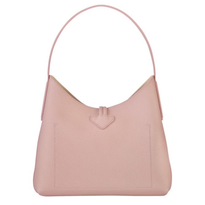 Women's Longchamp Roseau M Shoulder Bags Light Pink | UAE-0391KC