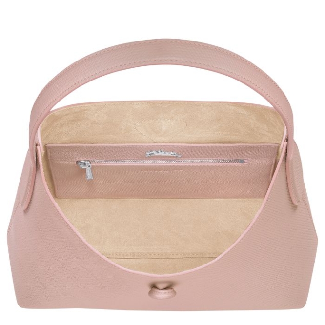 Women's Longchamp Roseau M Shoulder Bags Light Pink | UAE-0391KC