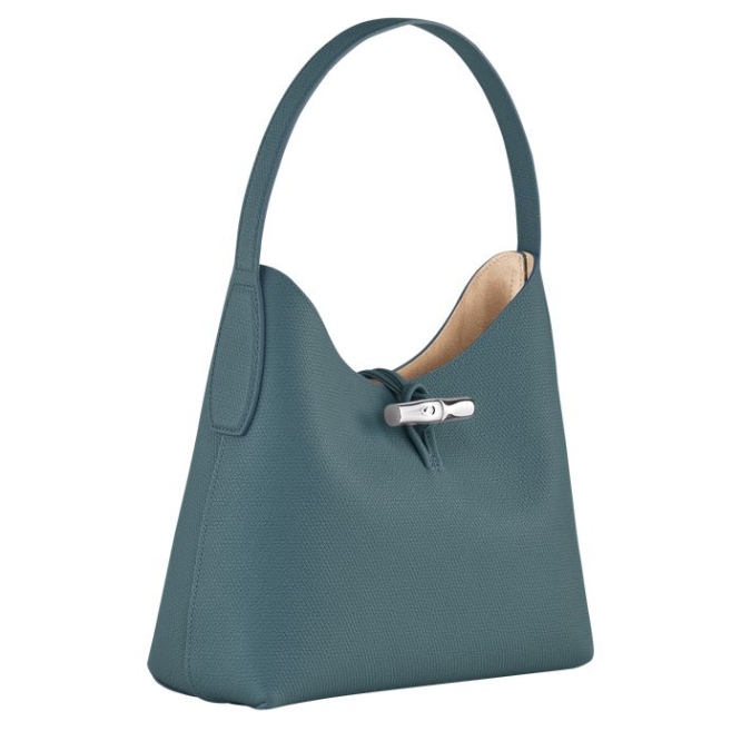 Women's Longchamp Roseau M Shoulder Bags Blue | UAE-2768AG