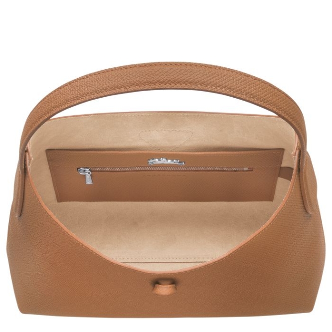 Women's Longchamp Roseau M Shoulder Bags Beige | UAE-9347NH