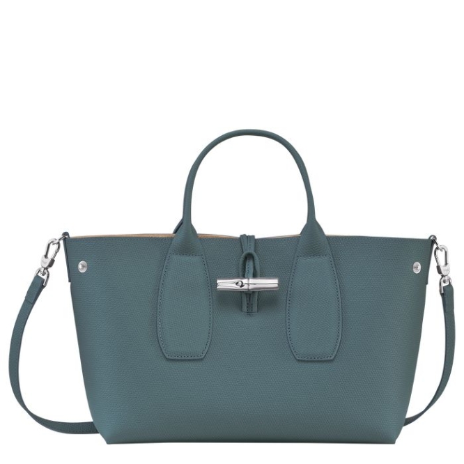 Women's Longchamp Roseau M Top-handle Bags Blue | UAE-3714JX