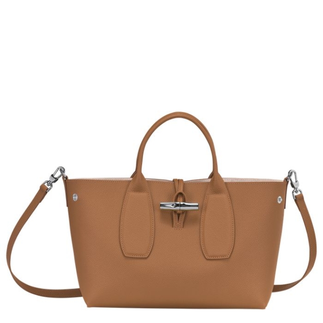 Women's Longchamp Roseau M Top-handle Bags Beige | UAE-4518JV