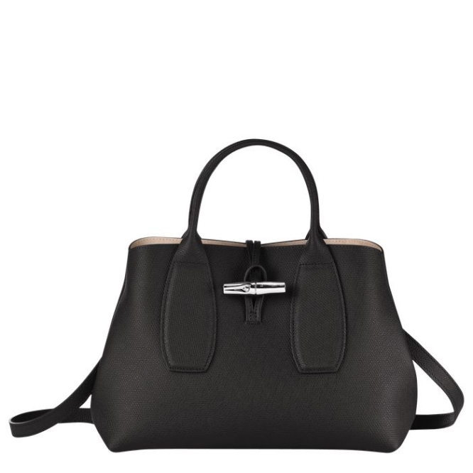 Women\'s Longchamp Roseau M Top-handle Bags Black | UAE-5087FX