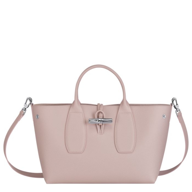 Women's Longchamp Roseau M Top-handle Bags Light Pink | UAE-5136RU