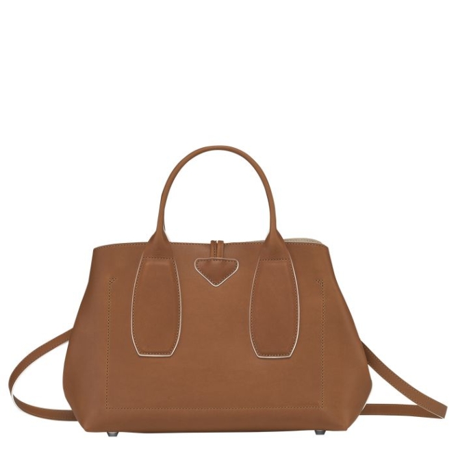 Women's Longchamp Roseau M Top-handle Bags Brown | UAE-6143KI