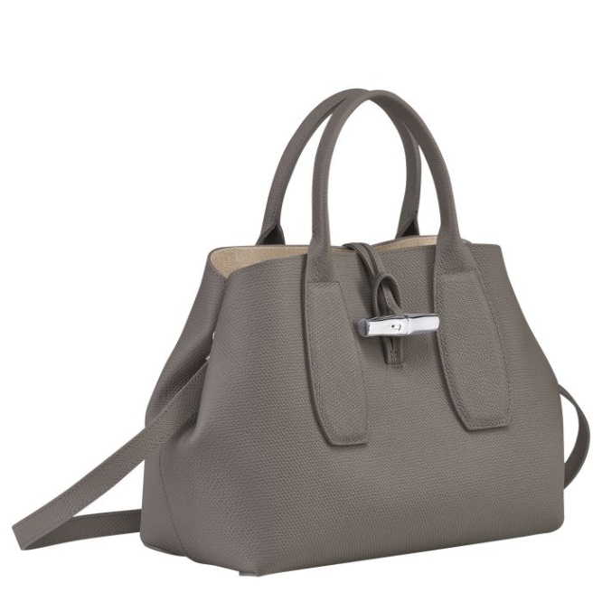 Women's Longchamp Roseau M Top-handle Bags Grey | UAE-8104KS