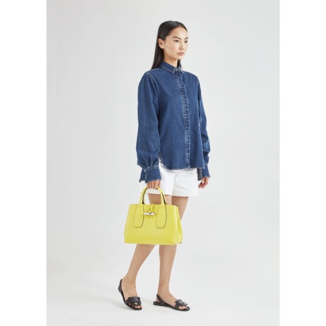 Women's Longchamp Roseau M Top-handle Bags Yellow | UAE-8354TR