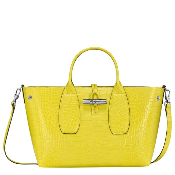 Women's Longchamp Roseau M Top-handle Bags Yellow | UAE-8354TR