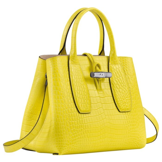 Women's Longchamp Roseau M Top-handle Bags Yellow | UAE-8354TR