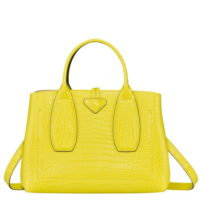 Women's Longchamp Roseau M Top-handle Bags Yellow | UAE-8354TR