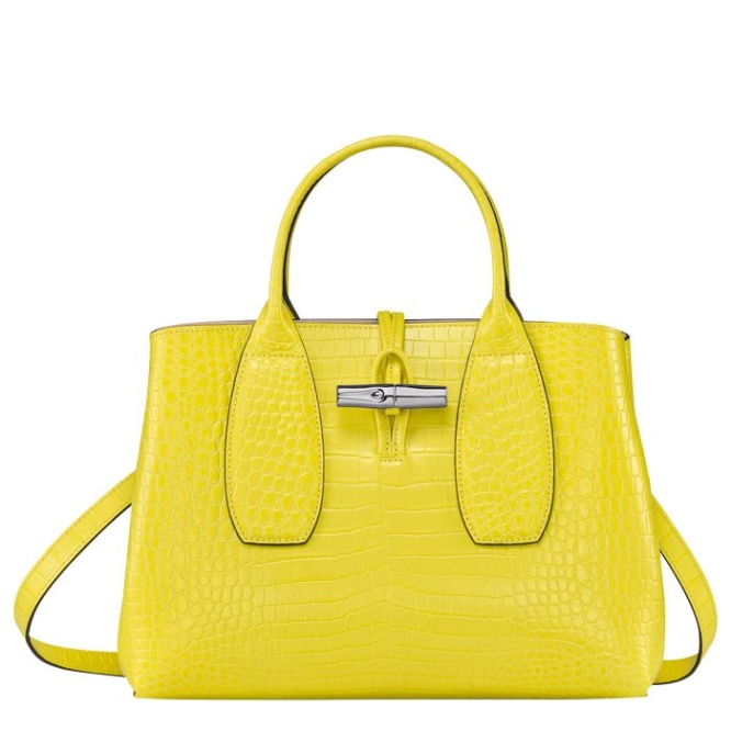 Women\'s Longchamp Roseau M Top-handle Bags Yellow | UAE-8354TR