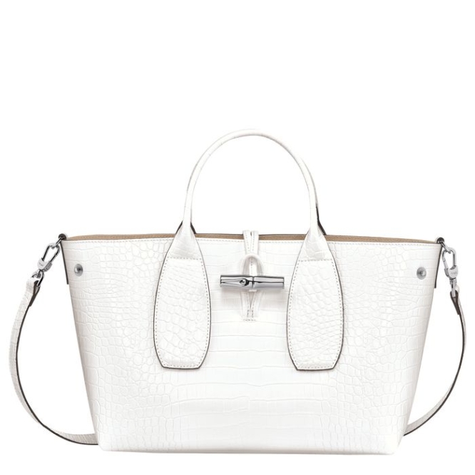 Women's Longchamp Roseau M Top-handle Bags White | UAE-9374WN