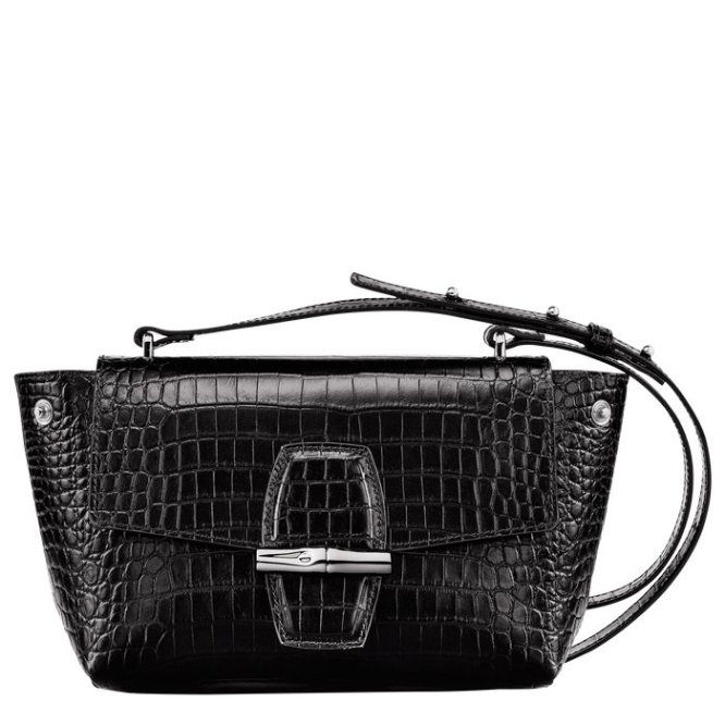 Women's Longchamp Roseau S Crossbody Bags Black | UAE-8760ZD