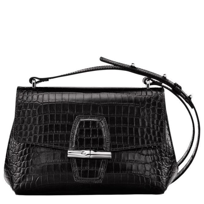 Women\'s Longchamp Roseau S Crossbody Bags Black | UAE-8760ZD