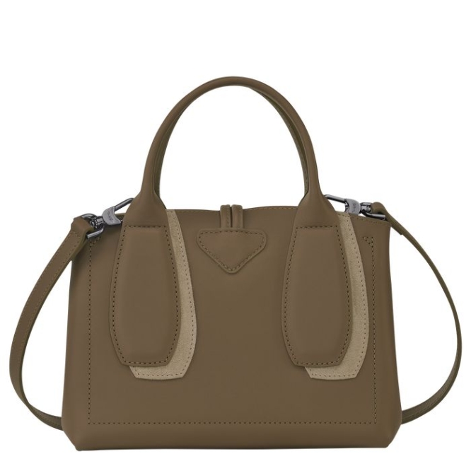 Women's Longchamp Roseau Shadow S Top-handle Bags Brown | UAE-4238FP