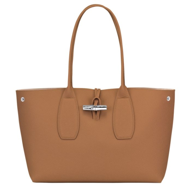 Women's Longchamp Roseau Shoulder Bags Beige | UAE-3679HA