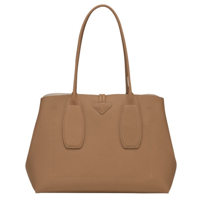 Women's Longchamp Roseau Shoulder Bags Beige | UAE-3679HA