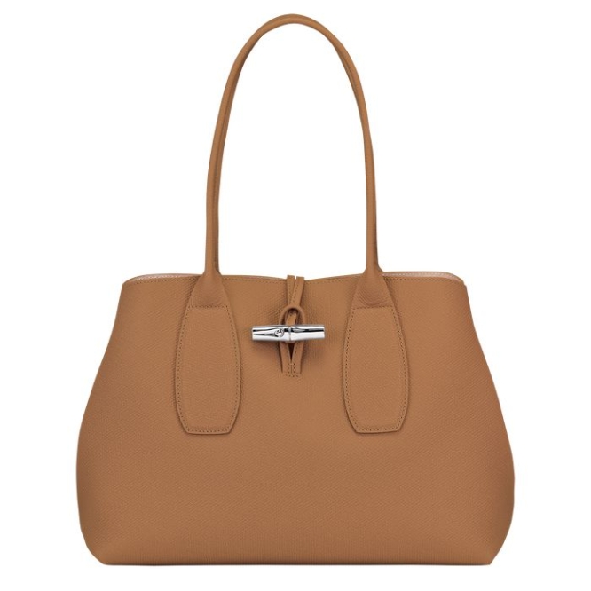 Women\'s Longchamp Roseau Shoulder Bags Beige | UAE-3679HA