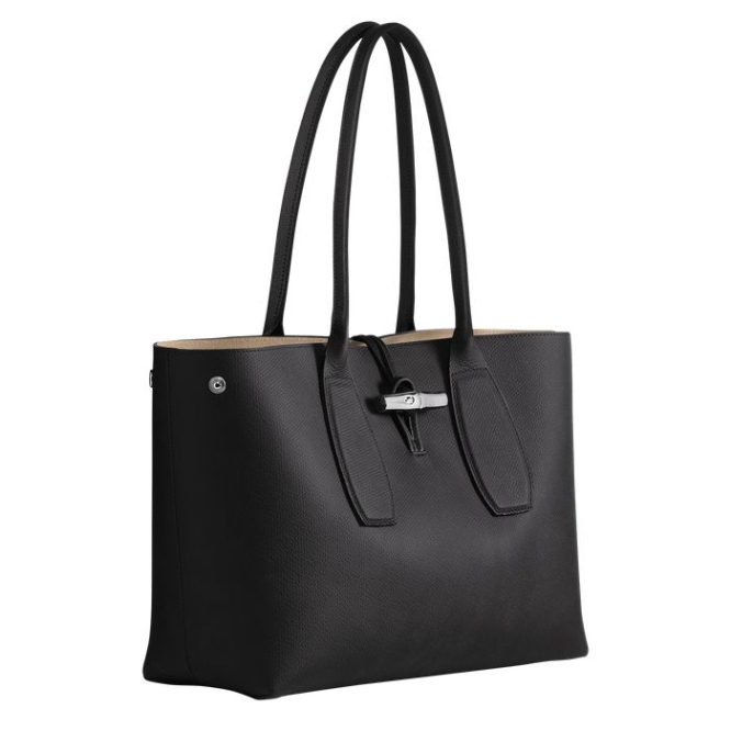 Women's Longchamp Roseau Shoulder Bags Black | UAE-5904HL