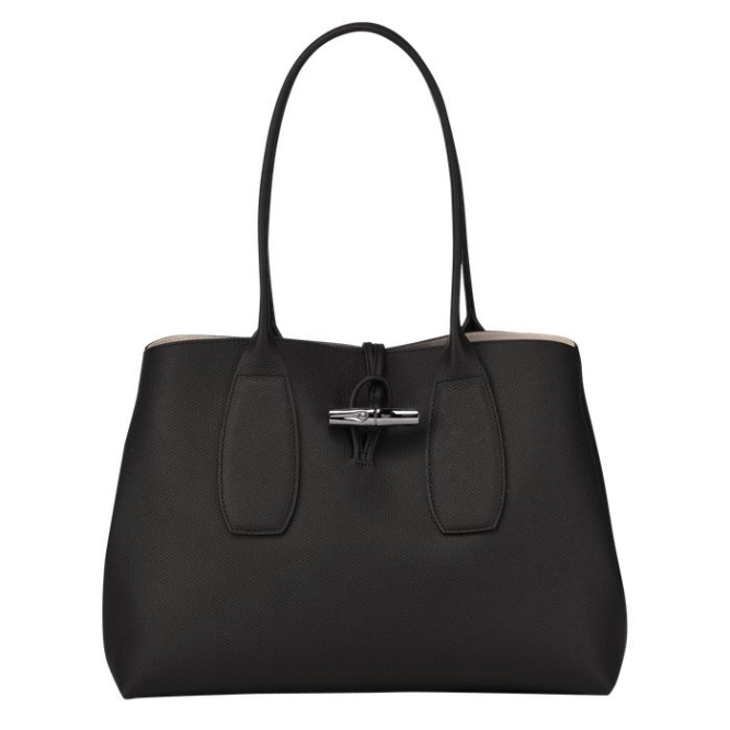 Women\'s Longchamp Roseau Shoulder Bags Black | UAE-5904HL