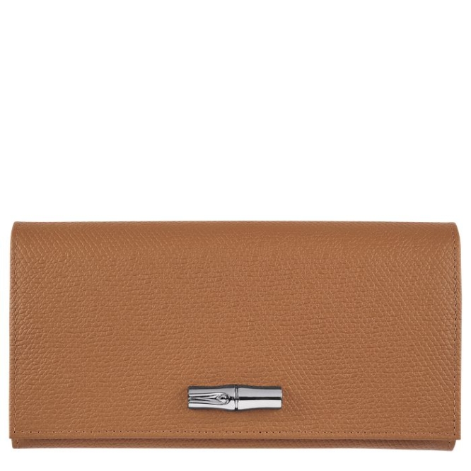 Women\'s Longchamp Roseau Wallets Beige | UAE-0581GU