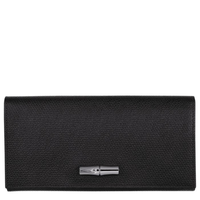 Women\'s Longchamp Roseau Wallets Black | UAE-2387QR