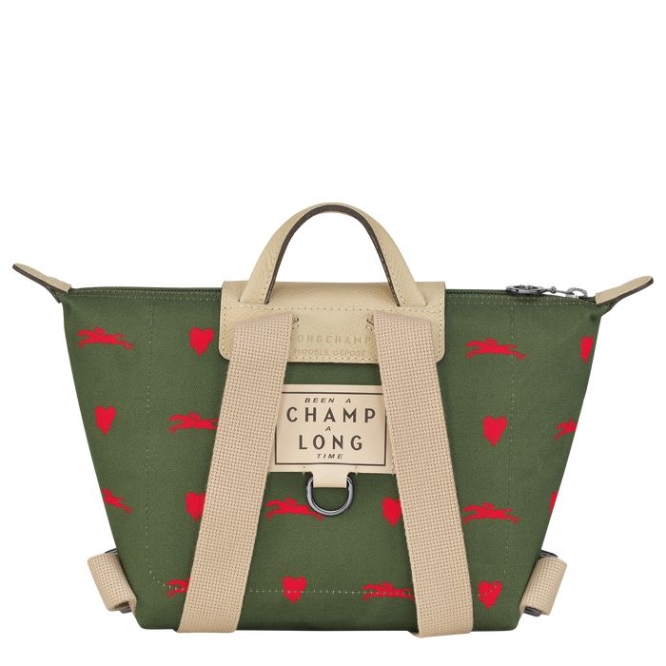 Women's Longchamp X Eu Backpacks Olive | UAE-6283IB