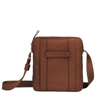 Men's Longchamp 3D M Crossbody Bags Brown | UAE-4215CT