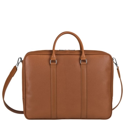 Men's Longchamp Le Foulonné L Document Holders Brown | UAE-6815JI