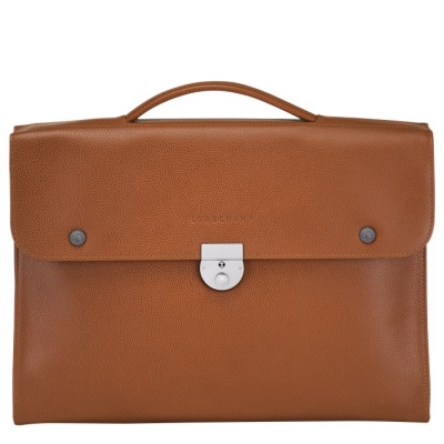 Men's Longchamp Le Foulonné M Document Holders Brown | UAE-5043HL