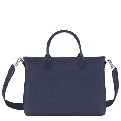 Men's Longchamp Le Foulonné S Document Holders Navy | UAE-7032EF