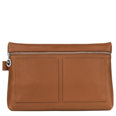 Men's Longchamp Le Foulonné Toiletry Bags Brown | UAE-0147GL