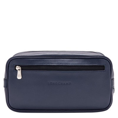 Men's Longchamp Le Foulonné Toiletry Bags Navy | UAE-2793RK